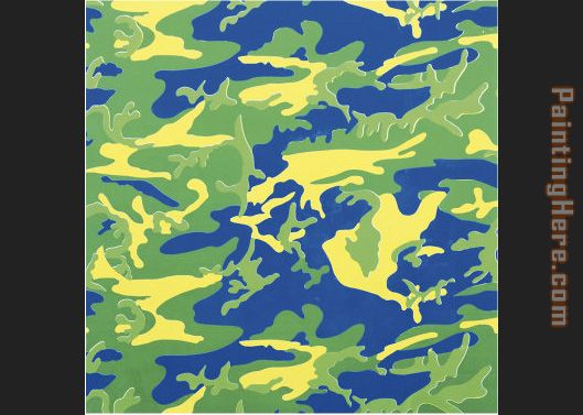 Camouflage green blue yellow painting - Andy Warhol Camouflage green blue yellow art painting